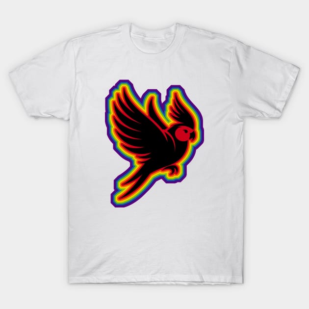 Lgbtq+ Rainbow flying cockatiel T-Shirt by Arteria6e9Vena